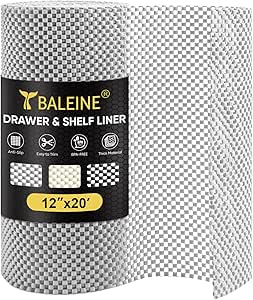 BALEINE Cabinet Liner, Drawer Liner, Shelf Liners for Kitchen Cabinets Non-Ahesive, Non-Slip Protect Desks, Cupboard, Drawers, Shelves, Tableware (12 in x 20 Ft, Gray)