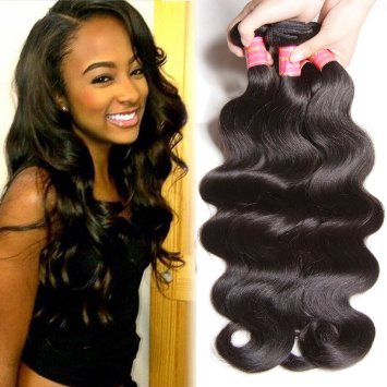 Beauty Forever Hair 6a Brazilian Virgin Hair Body Wave 3 Bundles 14 16 18inch 100% Unprocessed Virgin Human Hair Weave Extensions Natural Color(100+/-5g)/pc