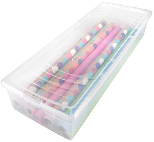 IRIS USA 105000 30" Wrapping Paper Storage Box, Clear