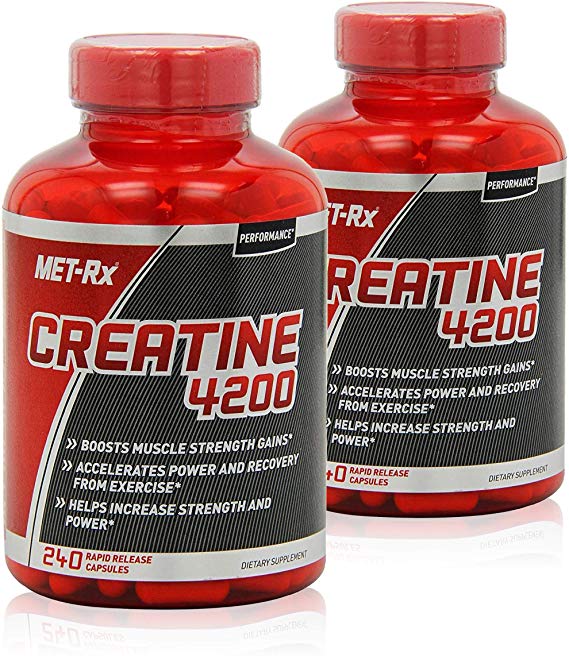 MET-Rx Creatine 4200 Supplement, Supports Muscles Pre and Post Workout, 240 Count Per Bottle, 2 Pack (480 Total Count)