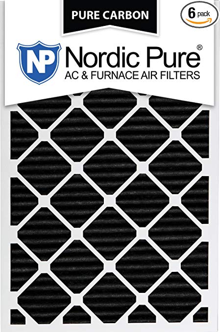 Nordic Pure 24x30x1 Pure Carbon Pleated Odor Reduction AC Furnace Air Filters, 24x30x1PCP-6, 6 Piece