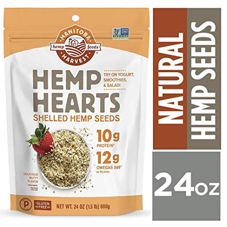 Manitoba Harvest Hemp Hearts Raw Shelled Hemp Seeds, 24oz; with 10g Protein & 12g Omegas per Serving, Non-GMO, Gluten Free