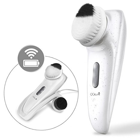 Facial Brush, IPX7 Waterproof Electric Sonic Vibration Facial Brush Cleansing Brush System With Inductive Wireless Charging Design