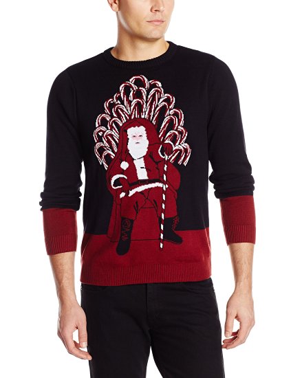 Alex Stevens Men's Santa's Candy Cane Throne Ugly Christmas Sweater
