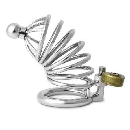 Utimi Stainless Steel Cock Cage Chastity Cage Device with Unique Bronze Heart-shaped Lock