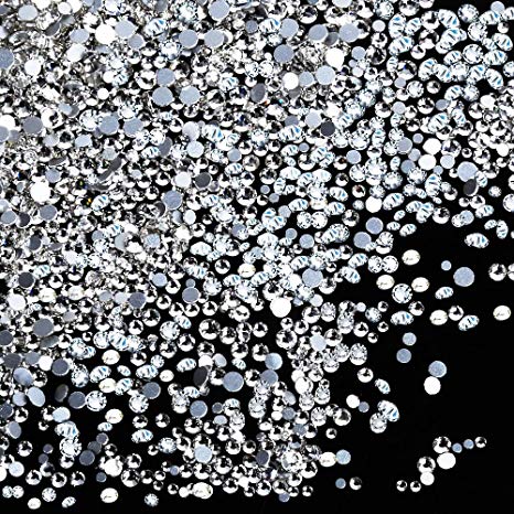1728pcs Nail Rhinestones, YGDZ Clear Nail Gems Swarovski-Like Crystals, Sparkling Flatback Glass Nail Stones Beads for Nail Art Craft, 288pcs for Each Size (SS3 4 5 6 8 10) (Clear)