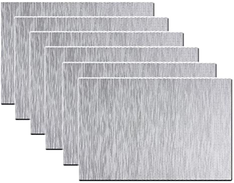 pigchcy Elegant Placemats Thicker Wave Woven Heat-Resistant Placemats Washable Easy to Clean Table Mats for Dining Room and Decor(Set of 6,Grey White)