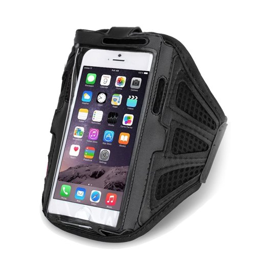 TNP iPhone 6s Armband (Black) - Sports Gym Bike Cycle Jogging Workout Running Walking Armband Case Cover for Apple iPhone 6s / 6 4.7" Samsung Galaxy S6 / S6 Edge Compatible with Cellphones up to 5.4"