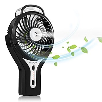 OPOLAR F301C Misting Rechargeable Handheld USB Fan with 2200mAh LG Battery (3 Settings, 3.9ft cable)Personal/Desk Cooling Fan for Home Office and Travel