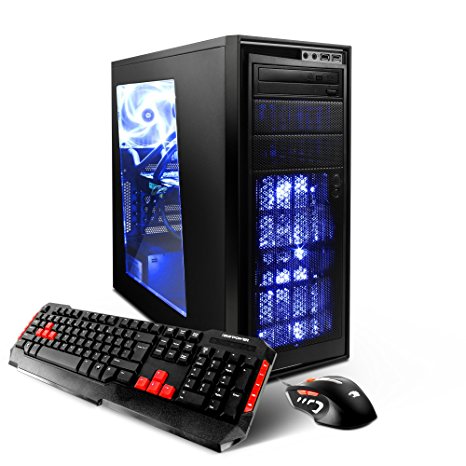 iBUYPOWER AM690 Gaming Desktop - Intel i5-6402P Quad Core 2.7GHz, 8GB DDR4 RAM, 1TB HDD, 24X DVD, AMD RX-480 8GB, Wi-Fi USB Adapter, Windows 10 Home 64-Bit