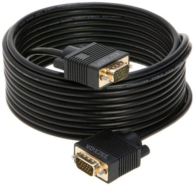 VGA Cable SVGA Super Video Cord Male 15 PIN Wire Monitor 3ft, 6ft,10ft, 15ft, 25ft, 30ft, 50ft, 100ft (15FT)