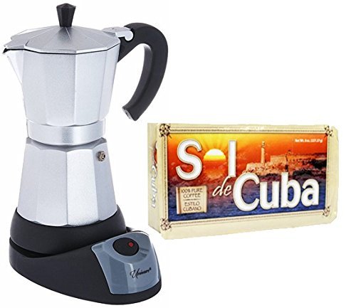 Electric Cuban / Espresso Coffee Maker 6 Cups. 8 oz Pack of Coffee Included