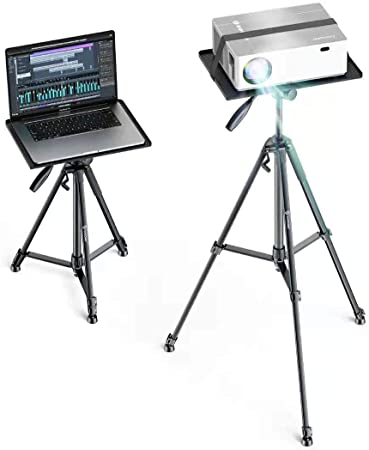 Bomaker Projector Tripod Stand, Universal Camera Stand, Adjustable Height 20-60inch with Tray, 360 Panorama Ball Head, Quick Release Plate, Suitable for Projector, Camera, Laptop, DJ