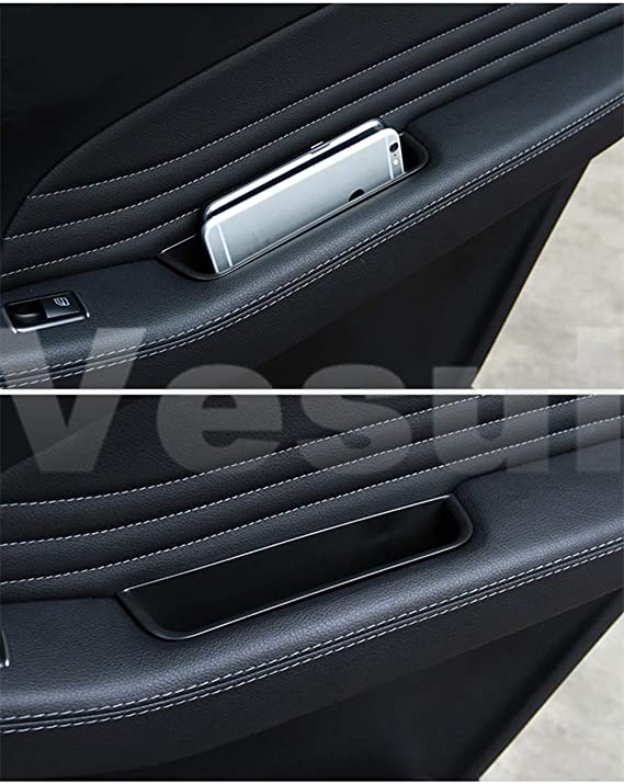 VESUL 4pcs Door Organizer Storage Tray Fit for Mercedes-Benz ML-Class GL-Class 2012-2019 GLE-Class GLS-Class 2017-2019 Grab Handle Tray Armrest Storage Box Phone Container ABS Tray Insert Glove Pallet