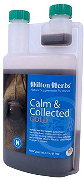 Hilton Herbs Calm and Collected Gold Liquid Herbal Supplement for Nervous/Agitated Horses, 2.1pt Bottle