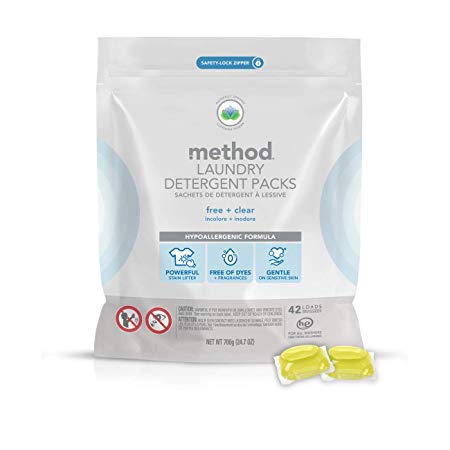 Method Laundry Detergent Packs, Free   Clear, 42 Loads per bag, 4 Count