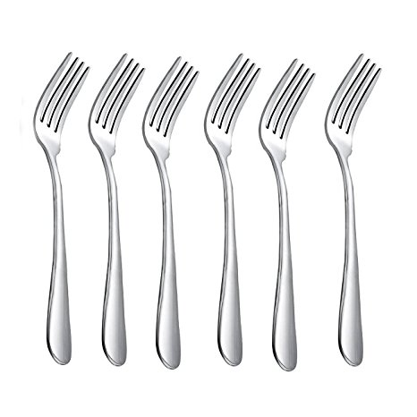 HornTide 6-Piece Dinner Forks Set 4 Tines Table Fork Cutlery Flatware Stainless Steel Mirror Polishing 7-Inch 18cm