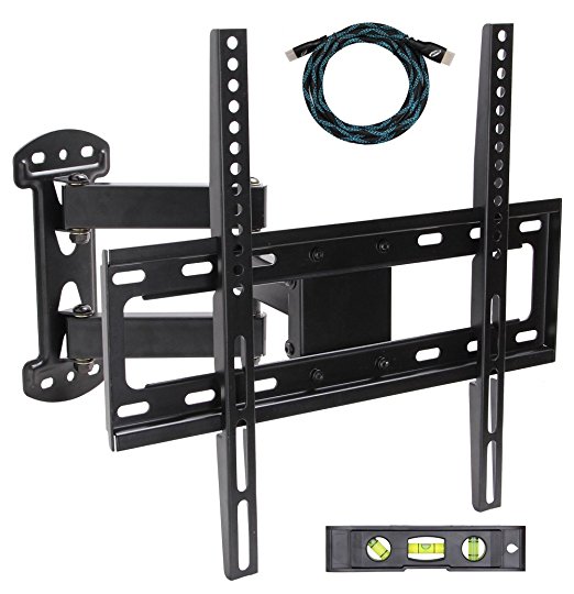 EASYGOING Full Motion Tilt Articulating Cantilever Swivel Single Arm LCD TV Wall Mount bracket for 20"-55" Flat Screen Displays,VESA 400 x 400 Compatible 66Lbs Capacity With HDMI Cable