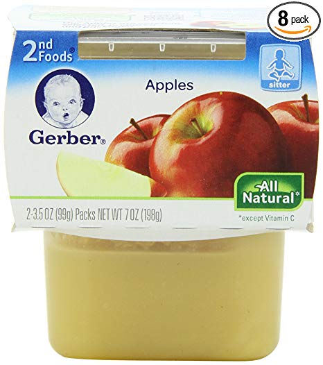 Gerber 2nd Foods, Apples, 2-Count, 3.5-Ounce Containers (Pack of 8)