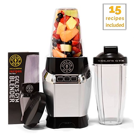 Golds Gym Personal Power Blender 1000 Watt for Healthy Shakes & Smoothies with Travel Sports Bottle, Supreme Strength - Silver