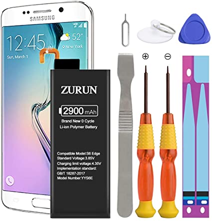 Galaxy S6 Edge Battery ZURUN 2900mAh Li-Polymer Battery EB-BG925ABE Replacement for Samsung Galaxy S6 Edge SM-G925 G925V G925A G925T G925P G925R4 with Screwdriver Tool Kit [2 Year Warranty]