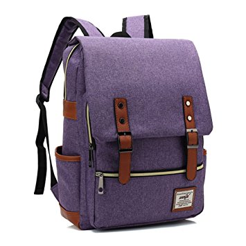 Vintage Canvas Backpack - Lightweight Canvas Laptop Outdoor Backpack, Travel Backpack with Laptop Sleeve, Campus Backpack Side Pockets Canvas Rucksack for for School Working Hiking