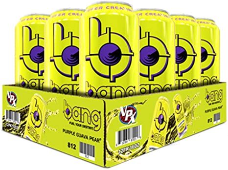 VPX Bang Caffeine Free Purple Guava Pear 12 per Case - 16 fl oz (1 PT) 473 ml