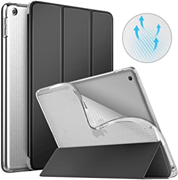 MoKo Case Fit 2018/2017 iPad 9.7 6th/5th Generation, [Auto Wake/Sleep] Slim Smart Shell Trifold Stand Folio Case with Translucent Soft TPU Back Cover Compatible with iPad 9.7 Inch - Black