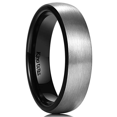 King Will BASIC 3mm 4mm 5mm 6mm 7mm 8mm Titanium Ring Matte Brushed Black Comfort Fit Domed Wedding Band Men