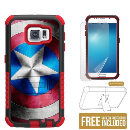 Spots8® for Samsung Galaxy S6 case, Heavy Duty Protection Case with built-in kickstand & FREE Screen Protector[American Star]
