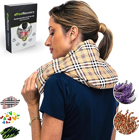 Microwavable Heating Pads for Neck & Shoulder Pain Relief - Neck Warmer Microwave (24x8,5 in) - Hot & Cold Pack Microwavable - Washable Cover, 100% Cotton Fabric and Lavender