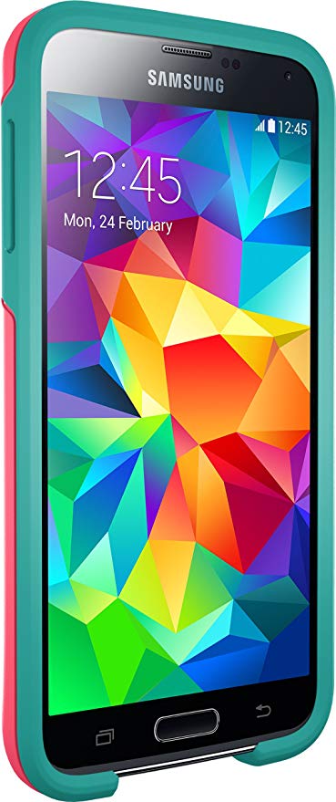 Otterbox Symmetry Series for Samsung Galaxy S5 - Retail Packaging - Teal Rose (Blaze Pink/Light Teal )