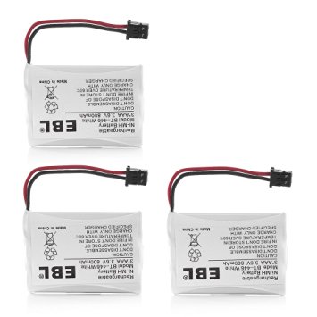 Pack of 3 BT-446 Rechargeable Cordless Phone Replacement Batteries for Uniden BT-446 BT446, BP-446 BP446, BT-1005 BT1005, 3.6V 800mAh NiMH