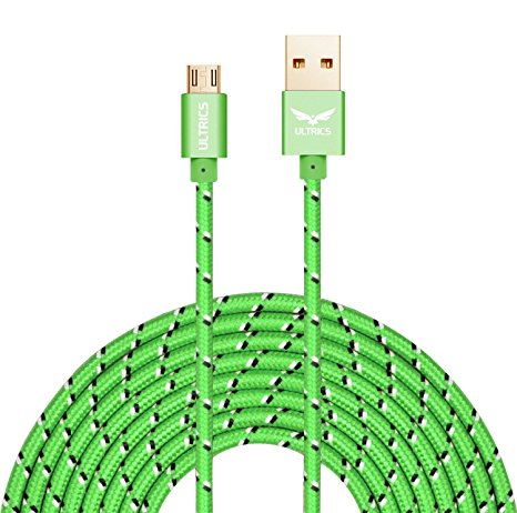 ULTRICS® Micro USB Cable, High Speed Upgraded Metal Shield Version Nylon Braided USB2.0 A Male to Micro B Sync and Charging Cord for Android Devices, Samsung Galaxy Sony Motorola and More [1M Green]