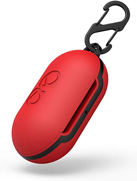 Aotao Silicone Case for Galaxy Buds 2019, Soft and Flexible, Scratch/Shock Resistant Silicone Cover with Carabiner for Galaxy Buds (Red)