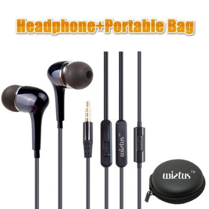 Headphoneearphone WietusTM 35mm Stereo In-ear Noise-isolating Headphones with Mic Portable Mini Round Hard Storage Case BagRound cable Compatible for iPhones iPods and iPads Android Devices mp3 players CD players and more