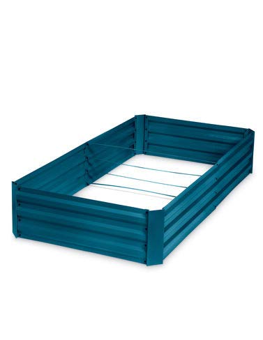 Gardener's Supply Company Corrugated Metal Powder-Coated Steel Raised Bed, 34” x 68” Blue