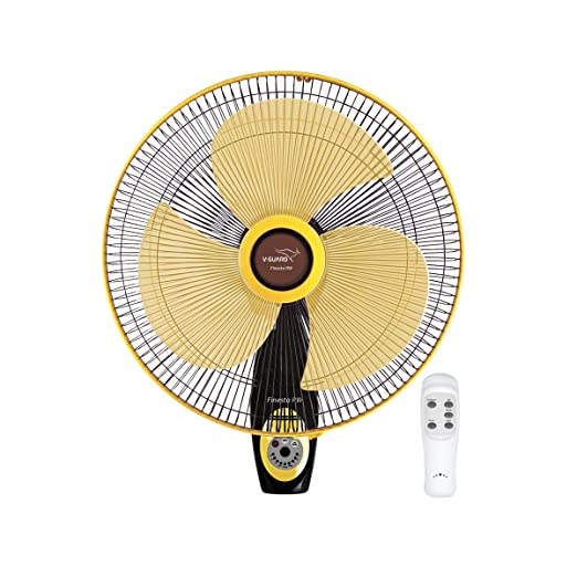 V Guard Industries Ltd Finesta Rw 400Mm Remote 3 Blade Wall Fan (Yellow&Black) (Yellow)