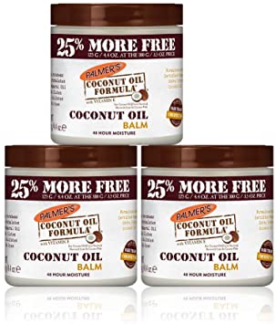 Palmer's Coconut Oil Formula Balm Bonus Pack [FREE – 25% EXTRA] | 3 x Solid Formula Jars - 125g