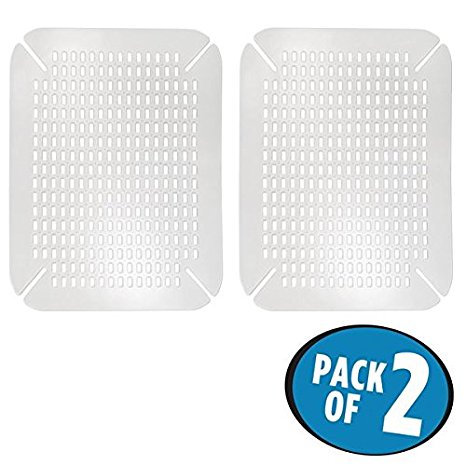 mDesign Adjustable Silicone Kitchen Sink Protector Mat - Pack of 2, Clear