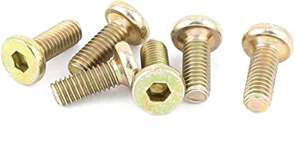 uxcell M6 x 15mm Threaded Hex Socket Head Cap Screws Bolts Bronze Tone 6 Pcs