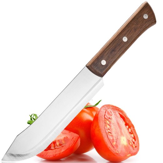 Topbest Professional Stainless Steel 117-Inch Butcher Knife Chef Knife Heavy Duty Chinese Meat Chopper Cleaver Slicing Knife with Pear Wooden Handle Multipurpose Use for Home Kitchen or Restaurant
