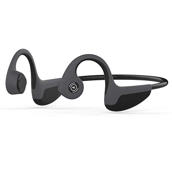 KppeX Bone Conduction Headphones, Bluetooth Wireless Sports Headsets, Stereo Lightweight with Microphone and Volume Control for Listening Cycling Running Gym（Black）