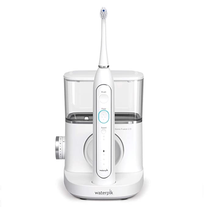 Waterpik SF-04 Sonic-Fusion 2.0 Professional Flossing Toothbrush, Electric Toothbrush and Water Flosser Combo In One, White