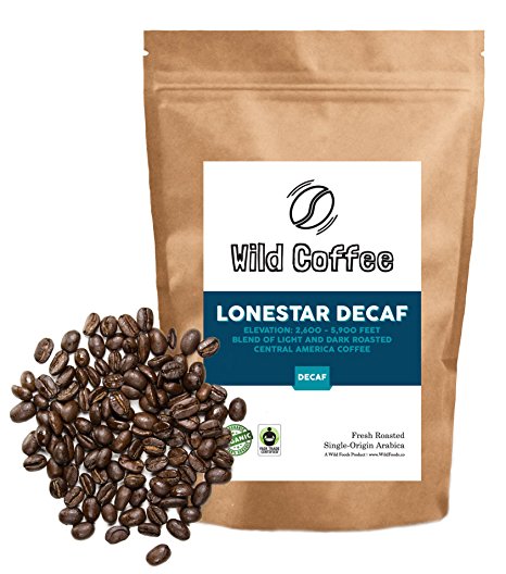 Wild Coffee, Whole Bean Organic Coffee, Fair Trade, Single-Origin, 100% Arabica, Austin Fresh Roasted (Lonestar Decaf, 12 ounce)