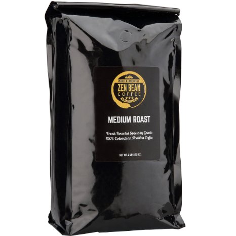 Zen Bean Coffee - Colombian Whole Bean Coffee Medium Roast - 2 Lb Bag