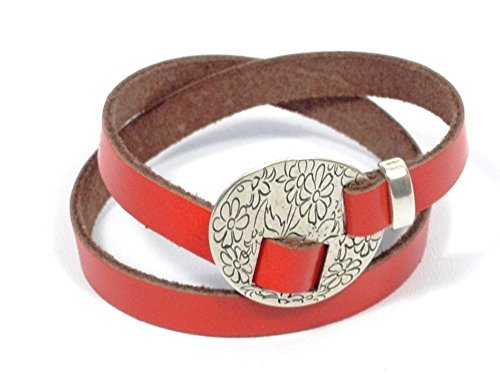flower engraved leather bracelet, red wrap leather bracelet, red leather necklace, adjustable bracelet, gifts for mom, engraved necklace, FREE SHIPPING