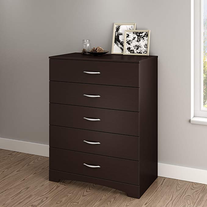 South Shore Step One 5-Drawer Dresser, Chocolate with Matte Nickel Handles