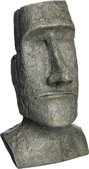 Design Toscano Easter Island AHU Akivi Moai Monolith Garden Statue, Desktop, 23 cm, Polyresin, Grey Stone