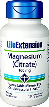 Life Extension Magnesium Citrate 160 mg, 180 Veg Caps
